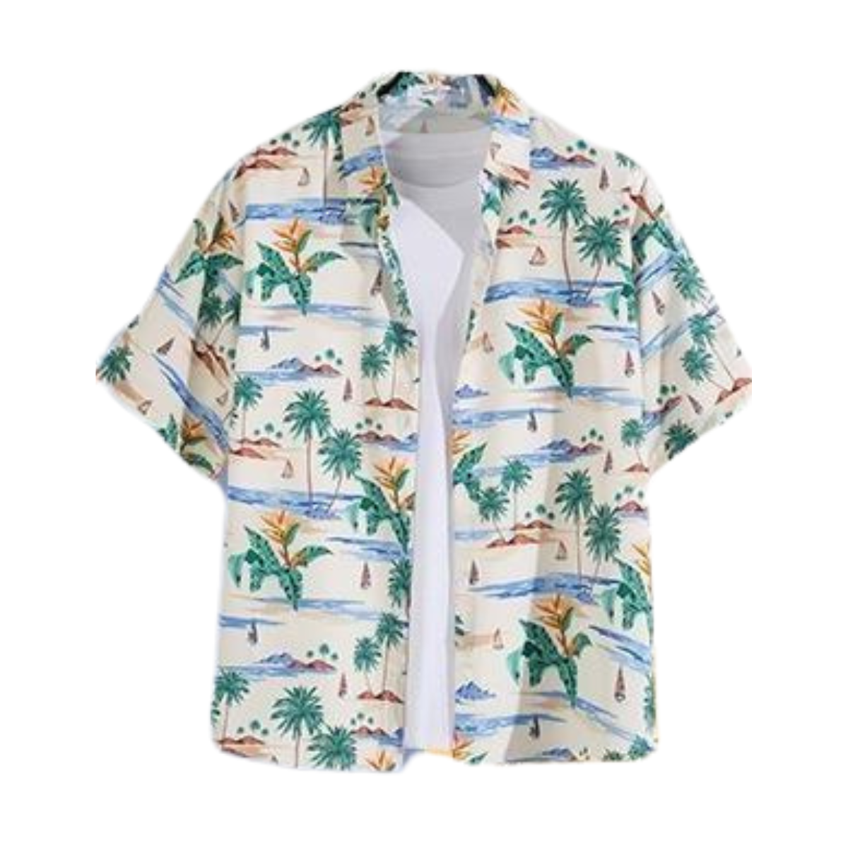 Hawaii Party Blouse β Beige met Gele Bloemen β HerenΒ