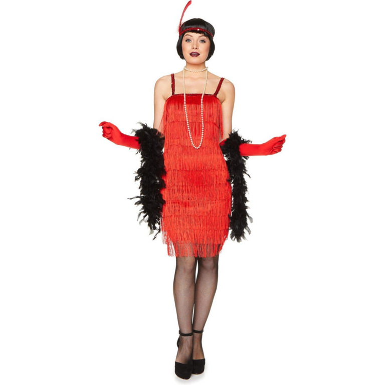 Charleston Flapper Kostuum Dames – Rood Jaren 20 Jurk 3-delig 