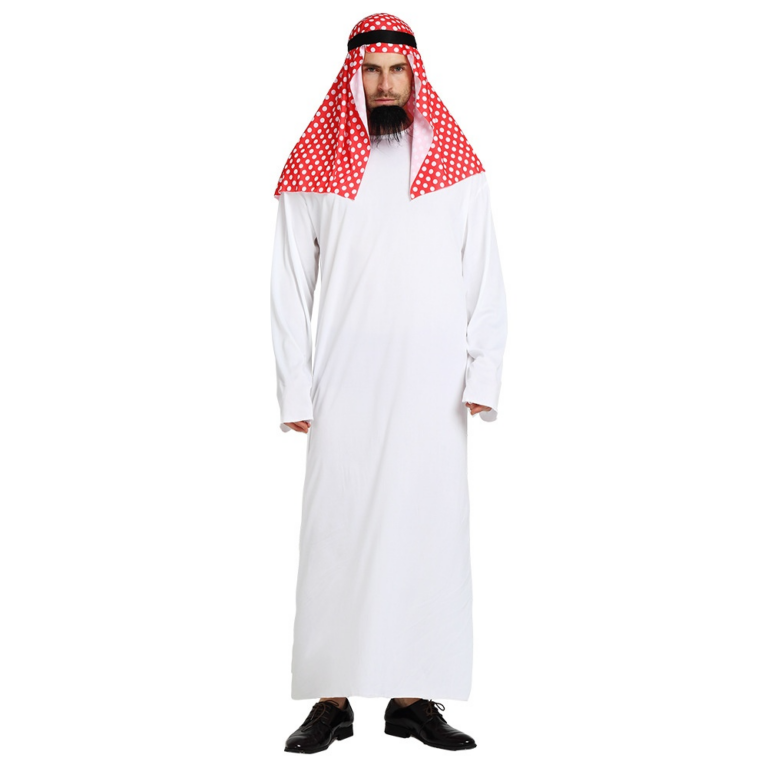 Arabische Prins Kostuum – Witte Onesie met Hoofddoek - Heren 