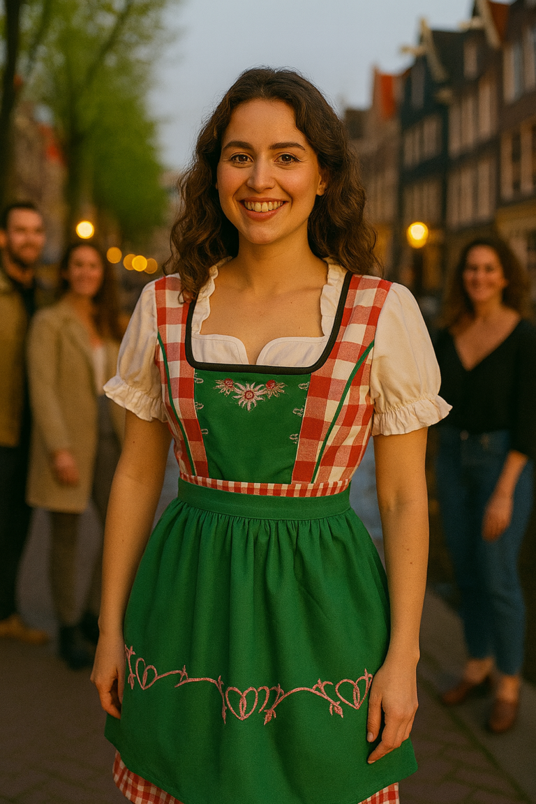 Oktoberfest Dirndl – Dames – Verkleedoutfit voor Oktoberfest & Carnaval – Groen/Rood 
