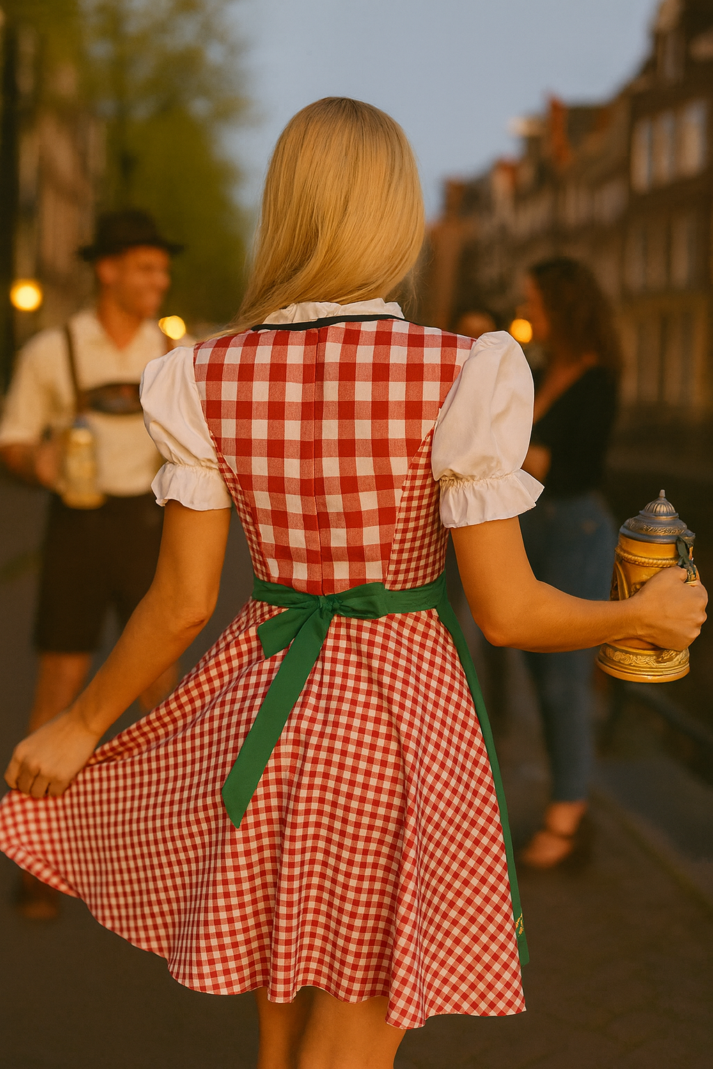 Oktoberfest Dirndl β Dames β Verkleedoutfit voor Oktoberfest & Carnaval β Groen/RoodΒ