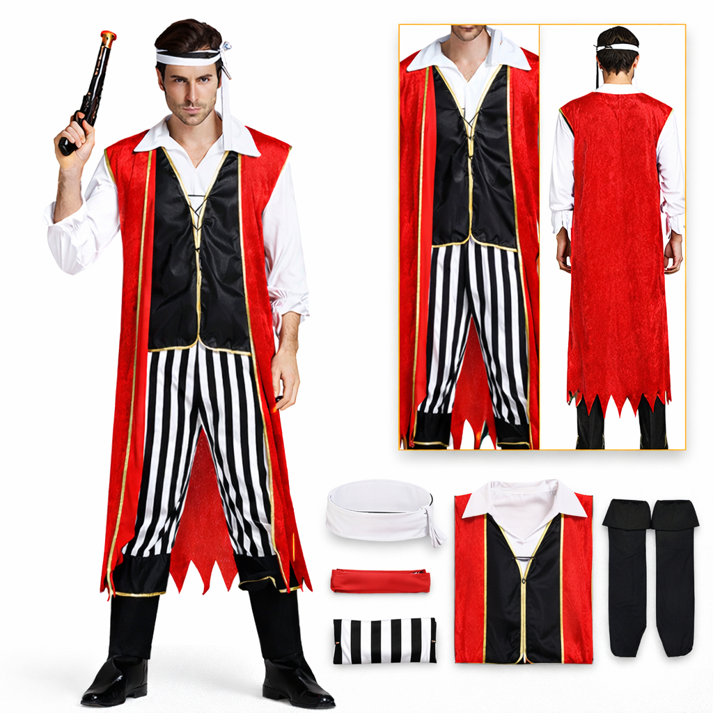 Luxe piratenkostuum met lange jas voor heren – 5-delig