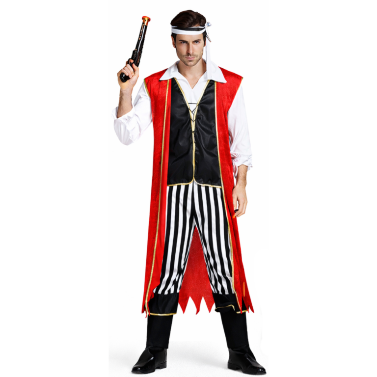 Luxe piratenkostuum met lange jas voor heren – 5-delig 