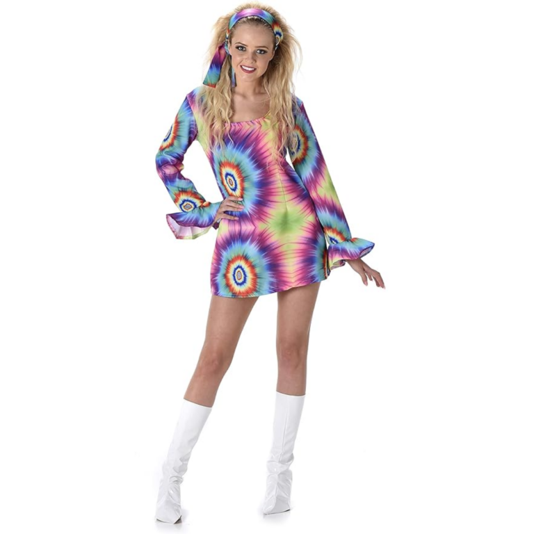 Retro Hippie Jurk Dames – 2-delig met Laarscovers (60’s / 70’s) 