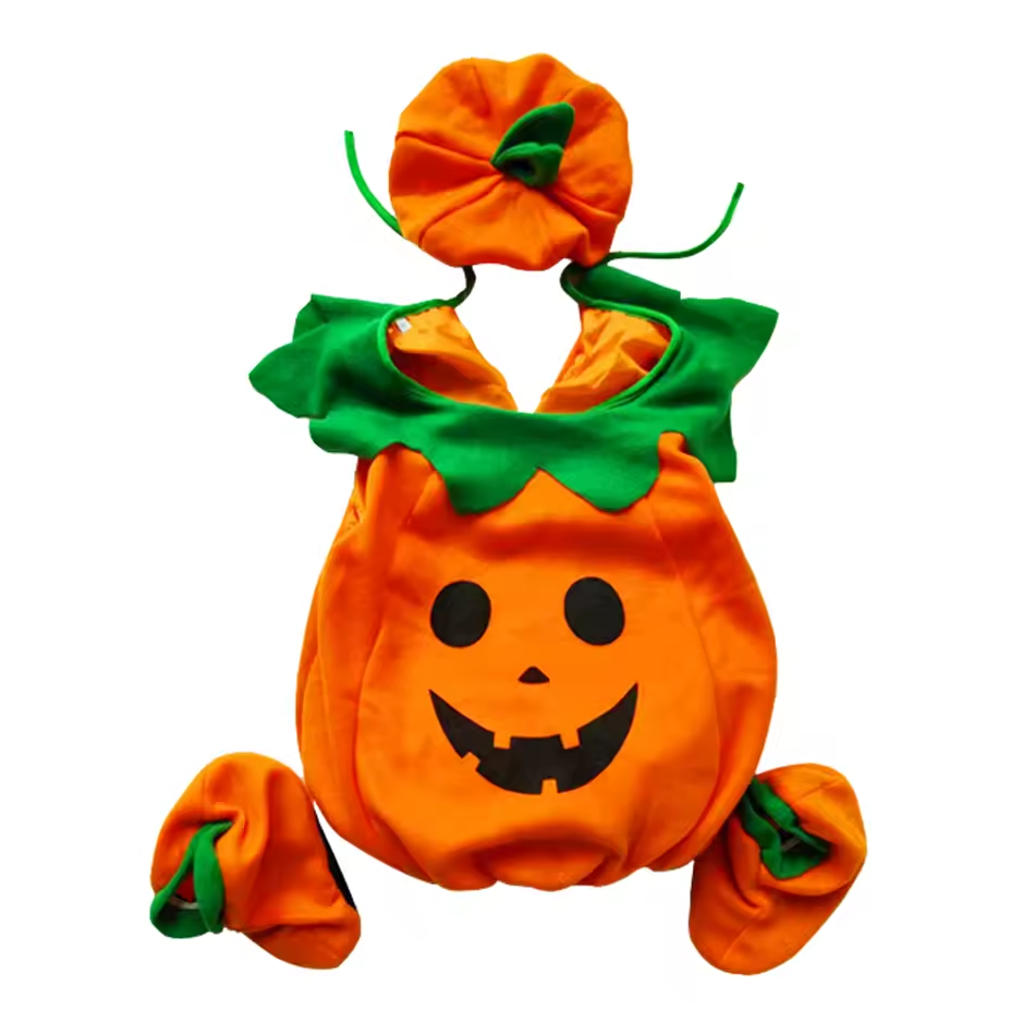Pompoen Kostuum Kinderen โ 4-delig Halloween Outfit met Hoed & Schoenen โ Jongens & Meisjesย